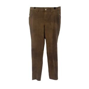 Chico's Pants Women vegan Suede slim leg pant basic brown Stretch size .5/Small